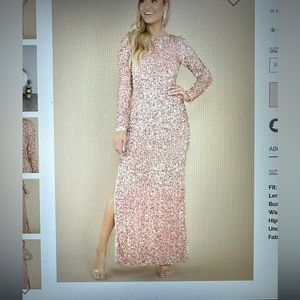 Red dress boutique long sleeve, pink, sequin dress, never worn just tried on.
